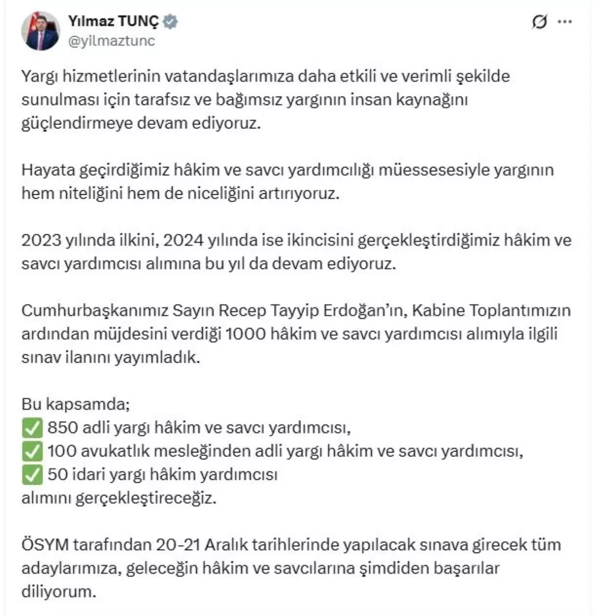 adalet bakani tunc bin hakim ve savci yardimcisi alimiyla ilgili sinav ilanini yayimladik YFeIYVQF.jpg